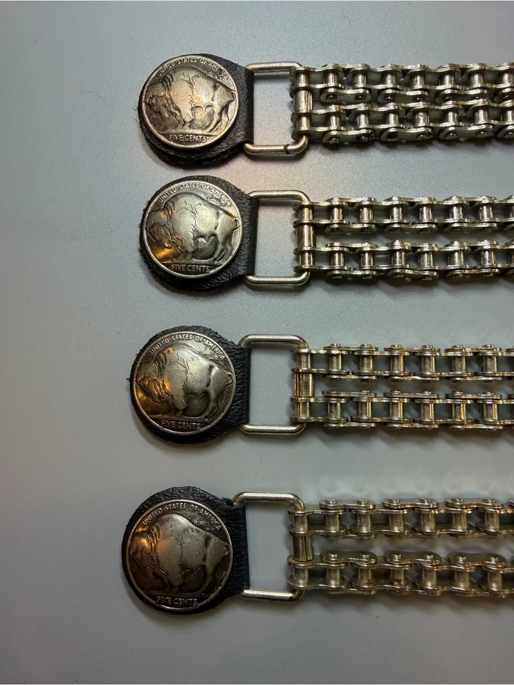 Buffalo Nickel Leather Vest Extender(4 Set) Motorcycle Biker Chain